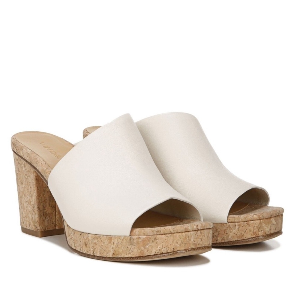 VINCE Wyatt Leather Platform Sandal Womens Size 8.5 Chunky Cork NWOT